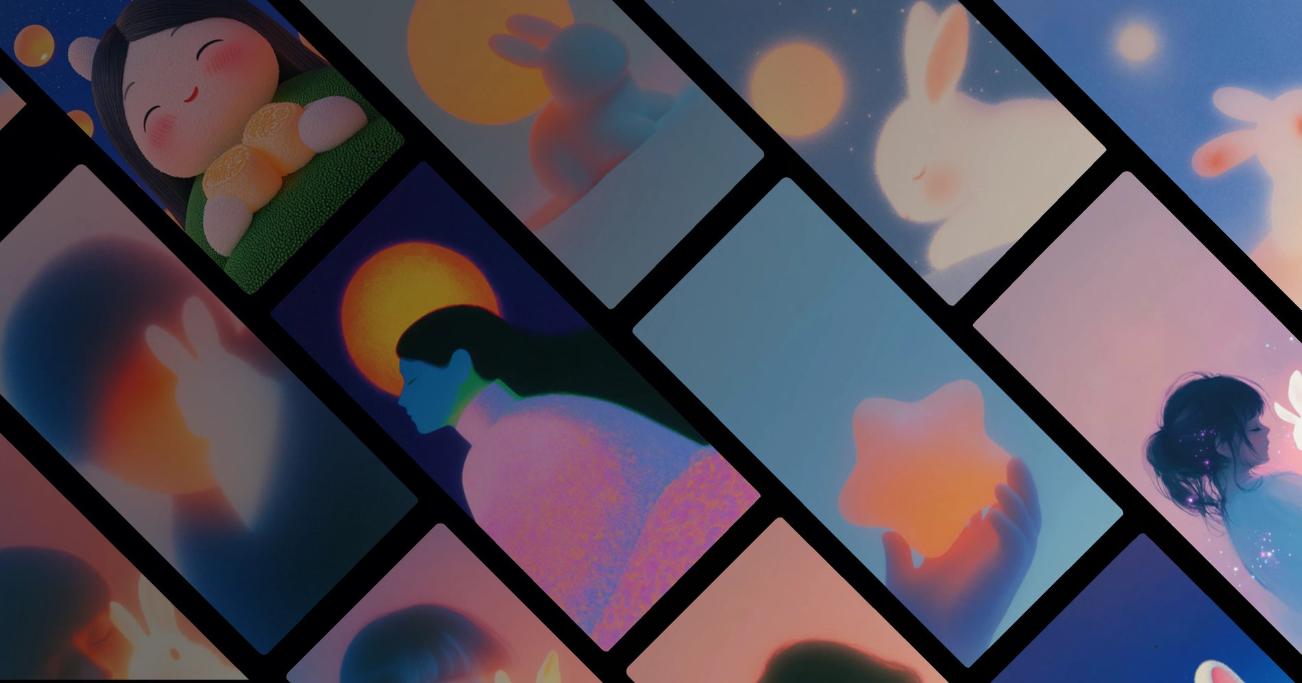 Soft Night: Rabbit and Moon Aesthetic Collection