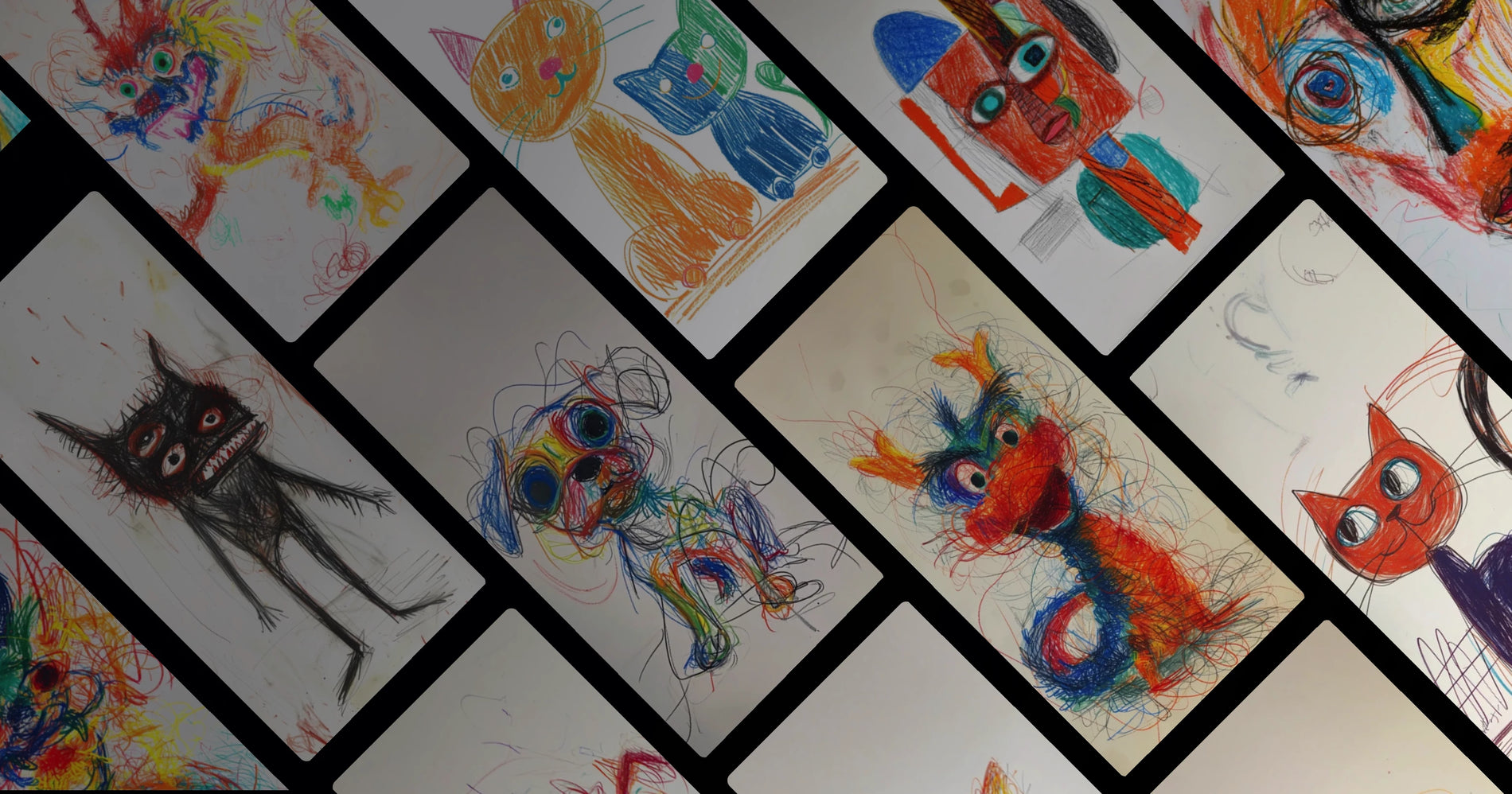 Wild Lines: Abstract Faces and Playful Animals