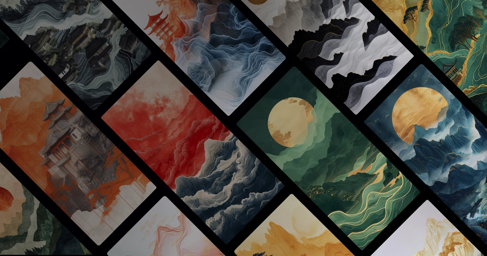 Ethereal Mountains: A Modern Take on Classic Blue-Green Landscapes