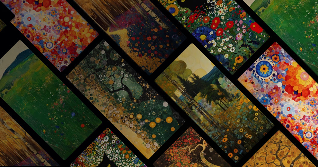 Golden Birch Forest and Flower Field Art