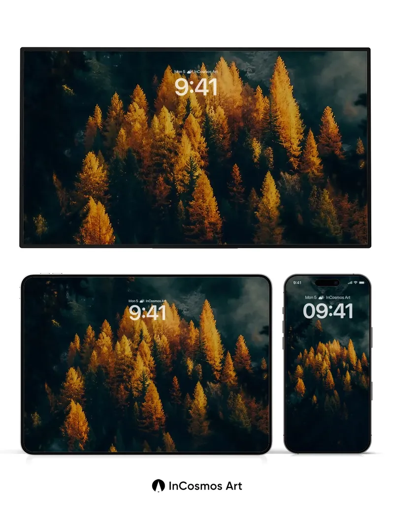 Golden Hush Wallpaper in Midnight Forest