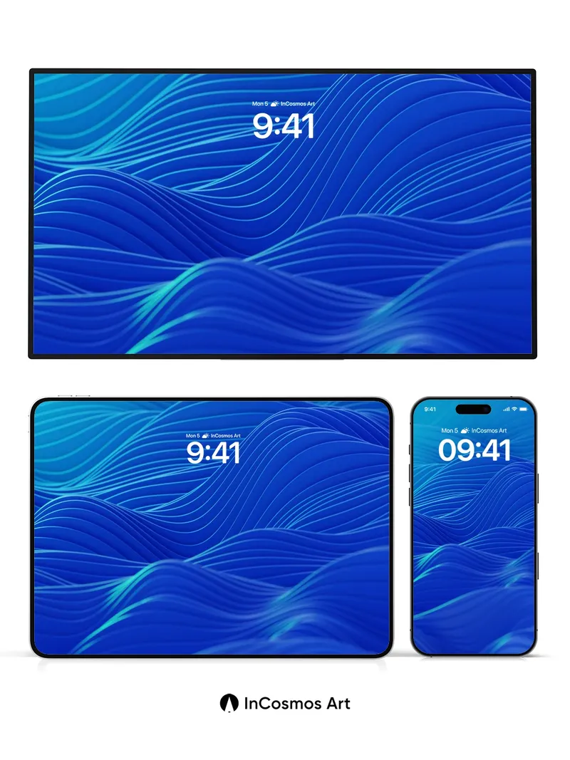 Liquid Depth Wallpaper with Undulating Lines