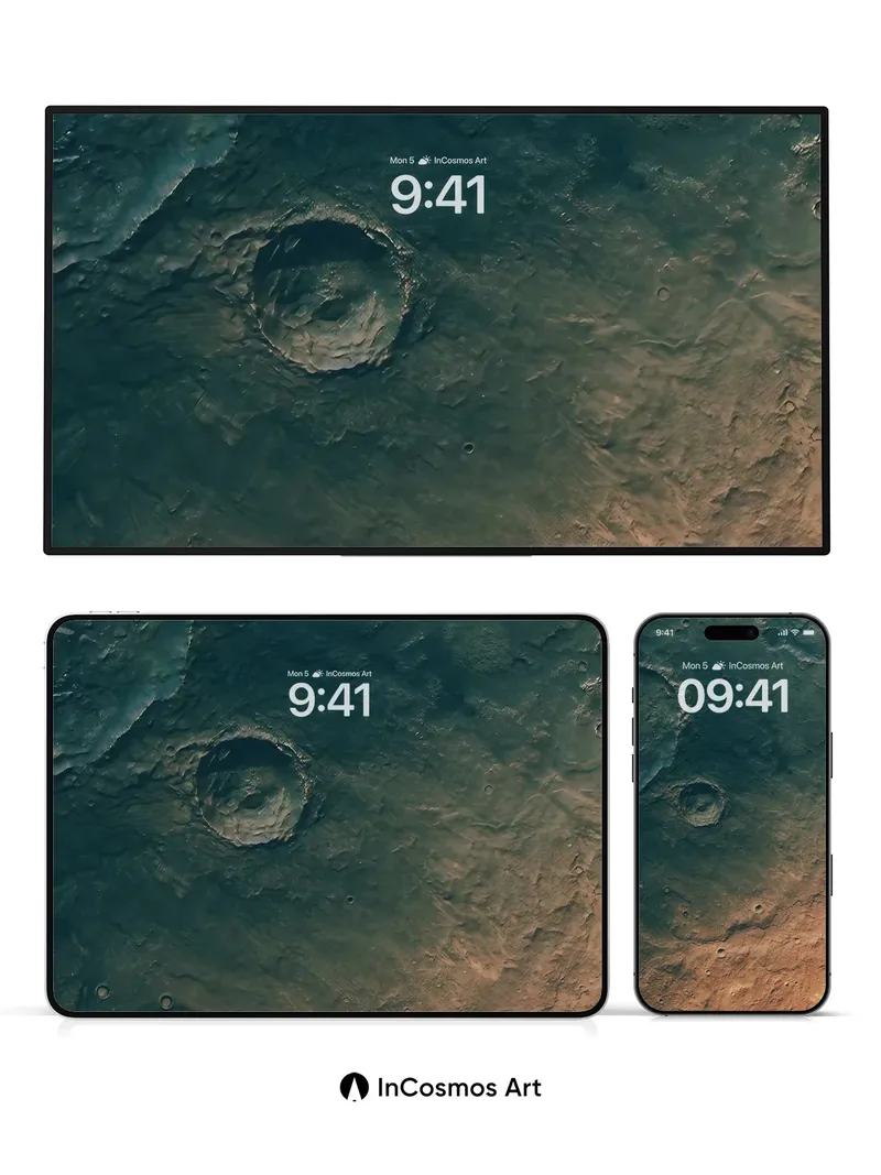 Crimson Abyss Wallpaper with Martian Craters