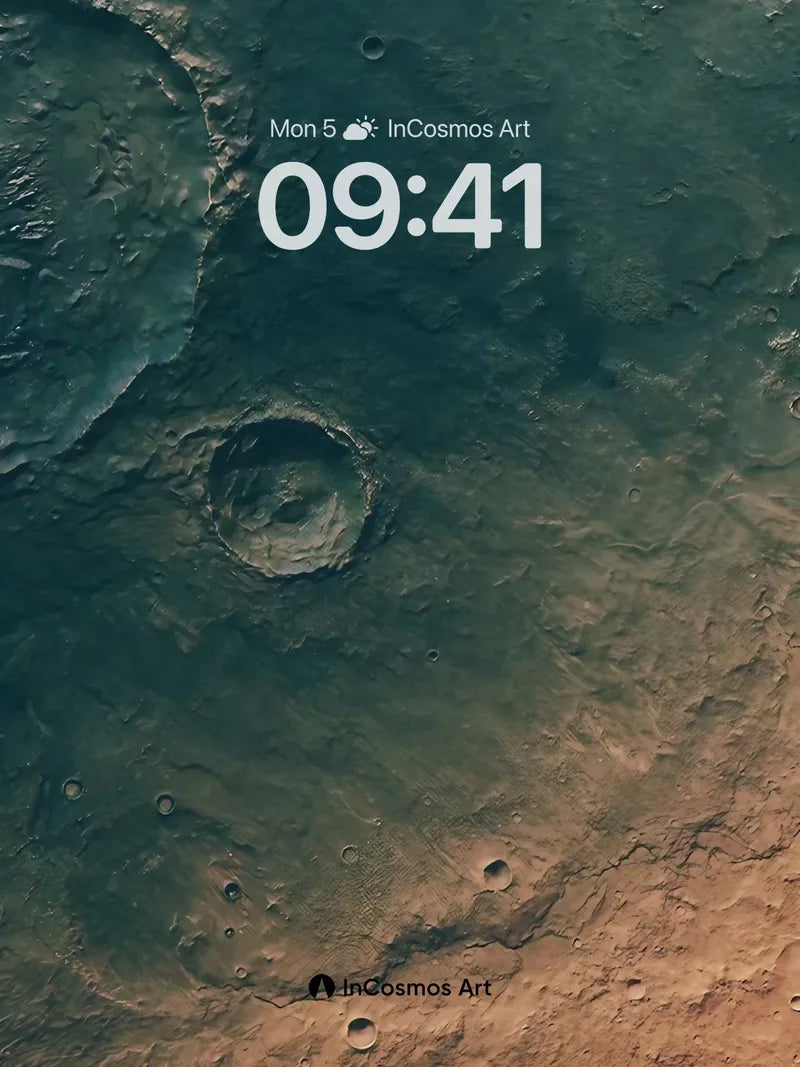 Crimson Abyss Wallpaper with Martian Craters wallpaper for iPhone, iPad & Mac