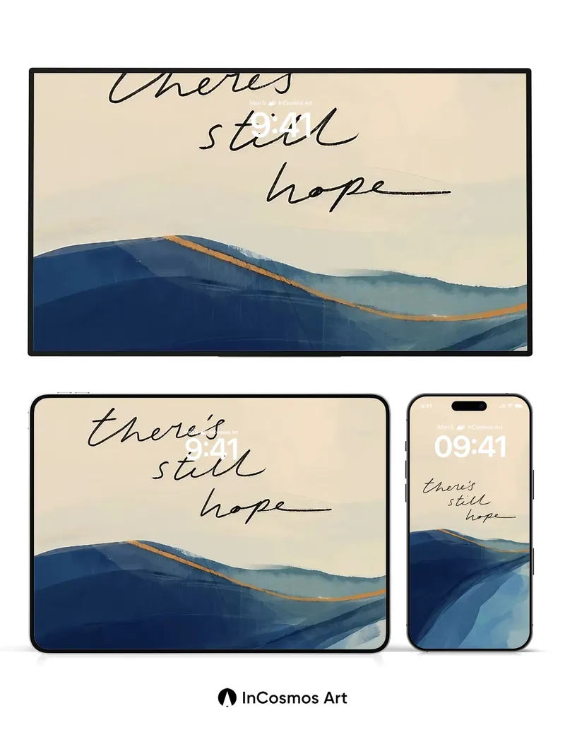 Serenity Wave Wallpaper with Golden Line