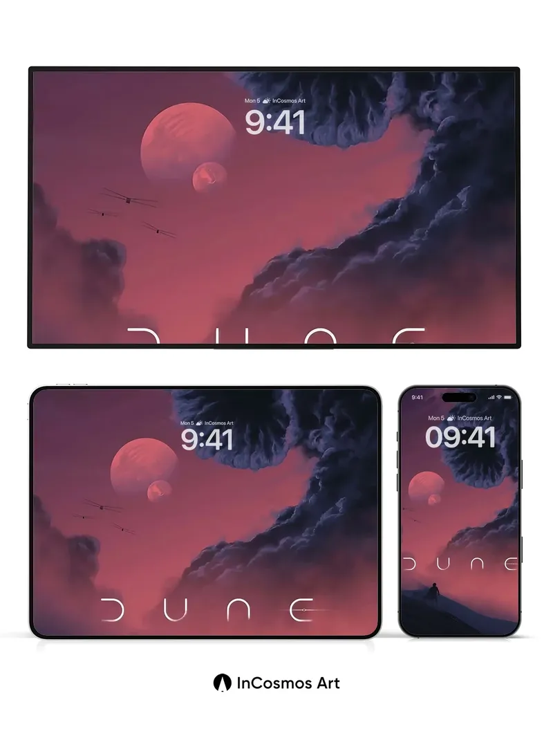 Surreal Dune Horizon Wallpaper with Celestial Drift