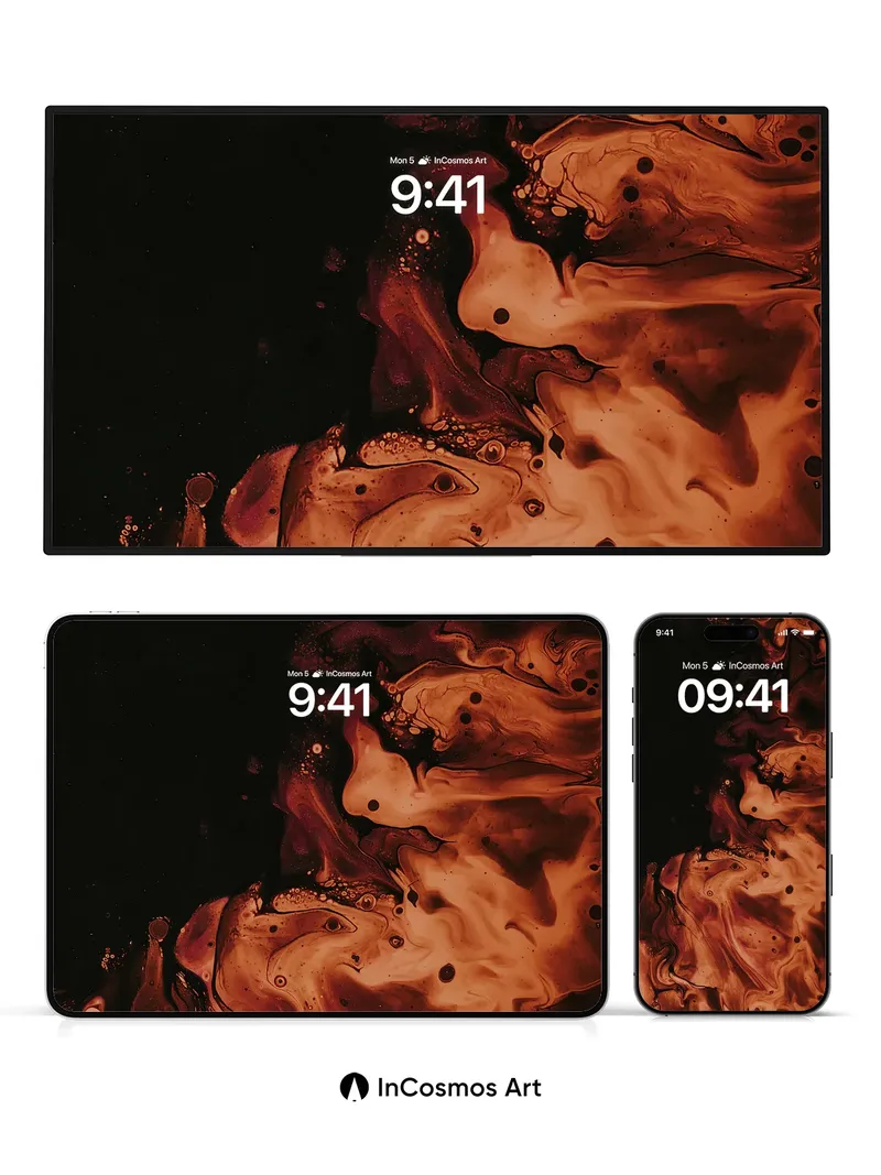 Obsidian Ember Wallpaper with Liquid Fire Veins