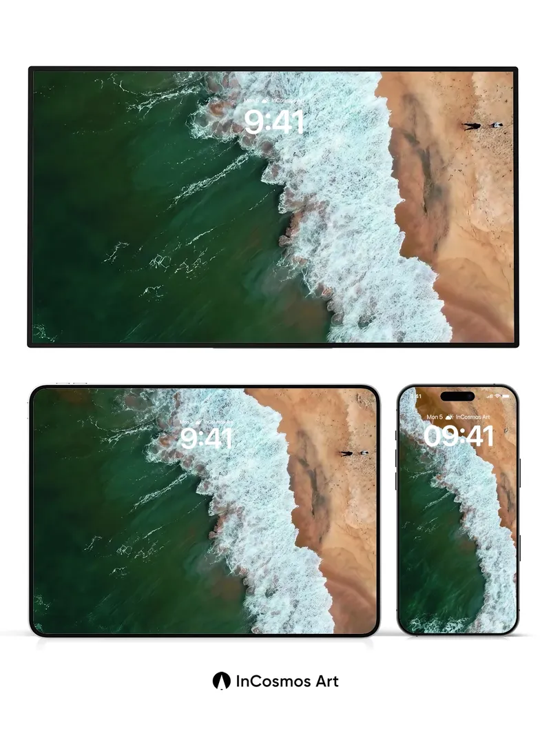 Emerald Surge Wallpaper with Foaming Edge