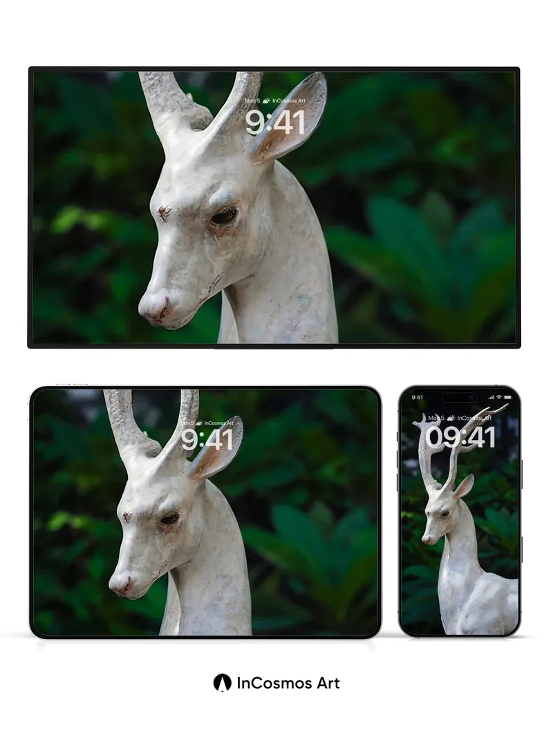 Stone Whisper Wallpaper with Antlered Grace