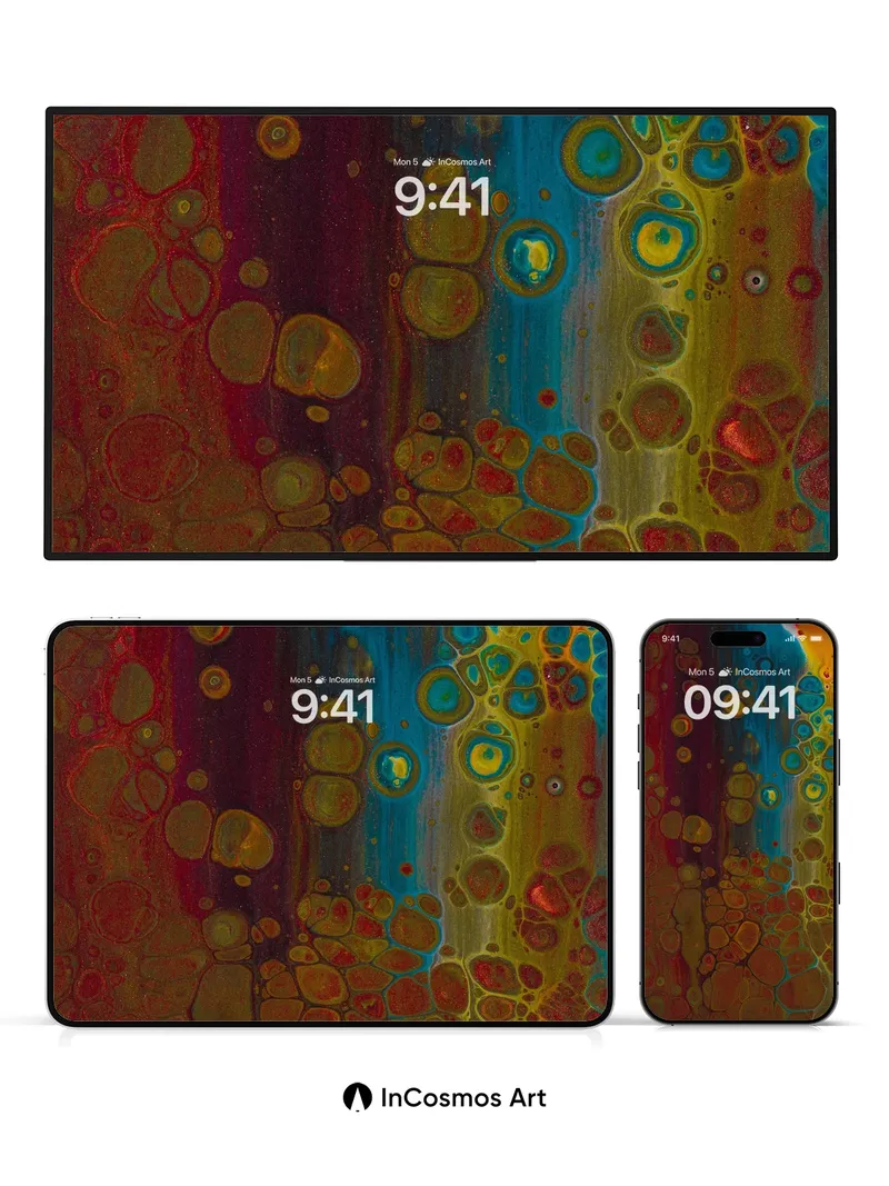 Luminous Cell Wallpaper with Cosmic Drift