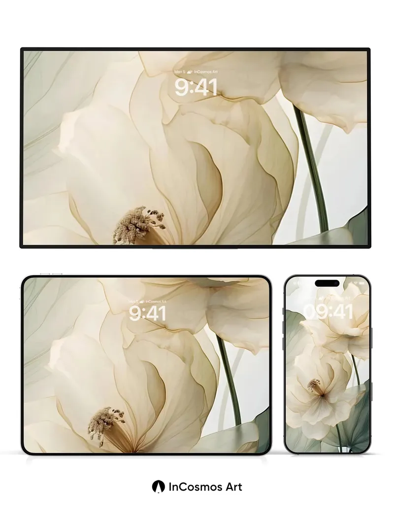 Ethereal Bloom Wallpaper with Translucent Petals