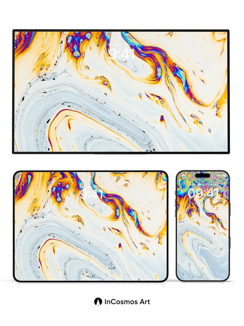 Luminous Tide Wallpaper with Cosmic Swirls