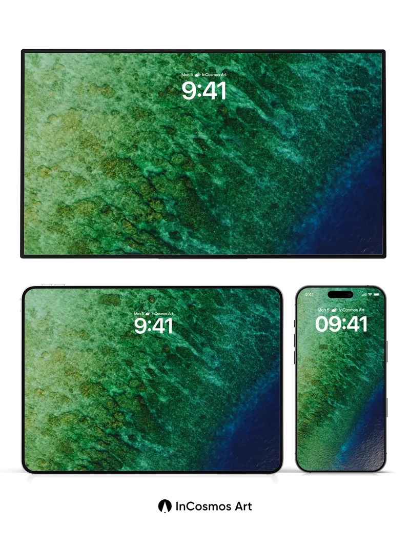 Emerald Abyss Wallpaper with Living Tides