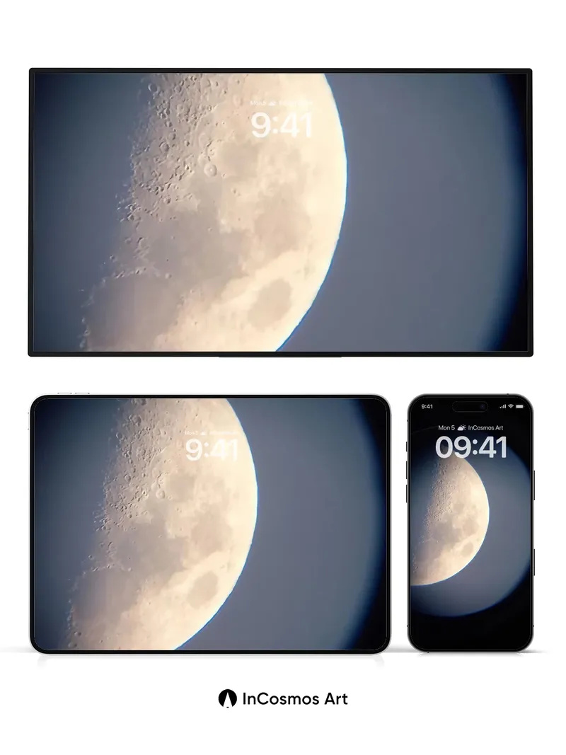 Silent Crescent Wallpaper with Lunar Craters