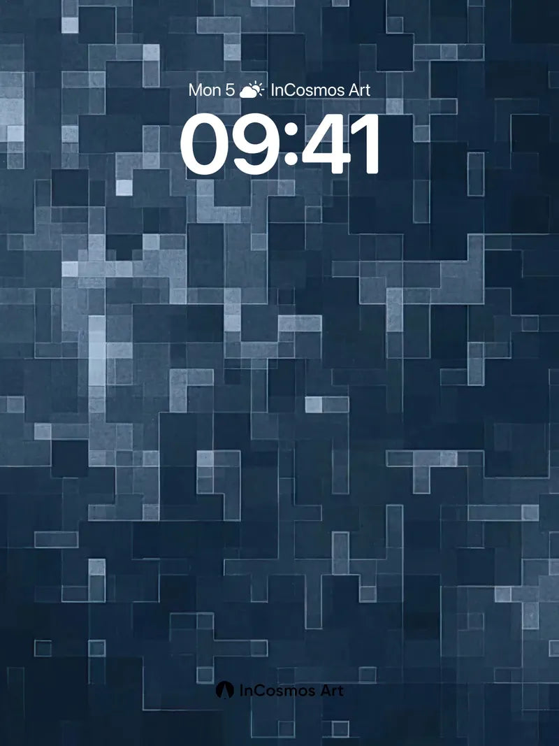 Cobalt Grid Wallpaper with Flickering Pixels