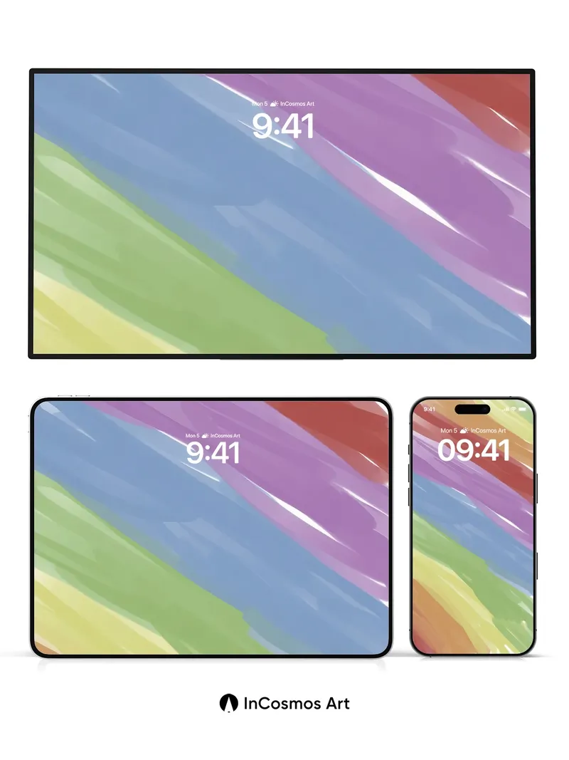 Rainbow Brushstroke Wallpaper with Living Colors