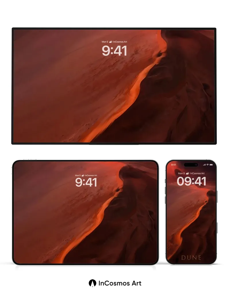 Crimson Dune Wallpaper with Floating Shadows