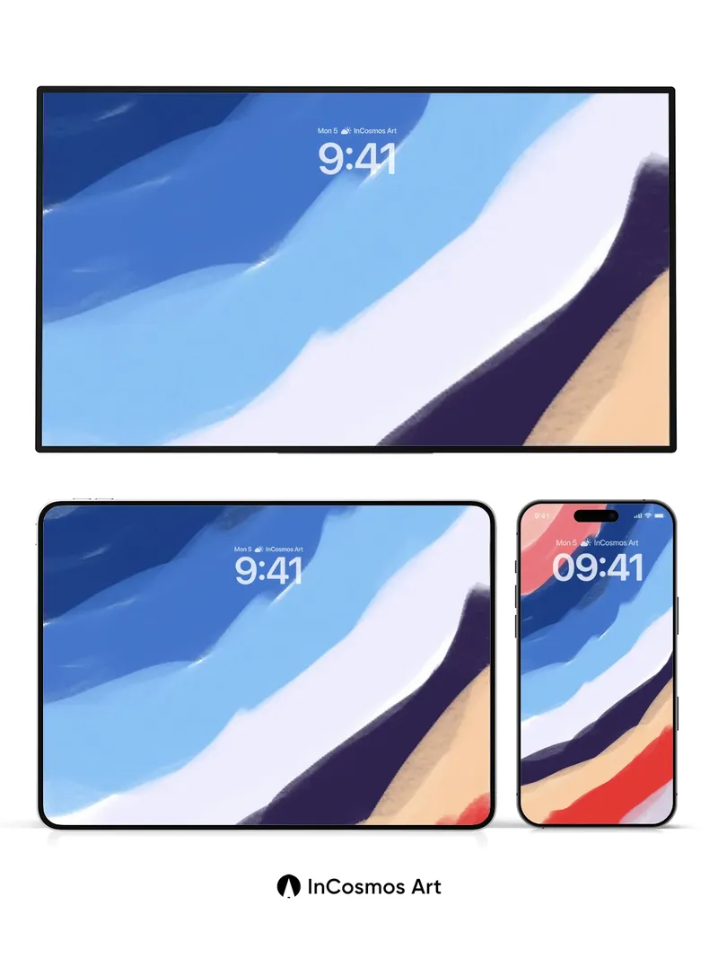 Fluid Horizon Wallpaper with Painted Light