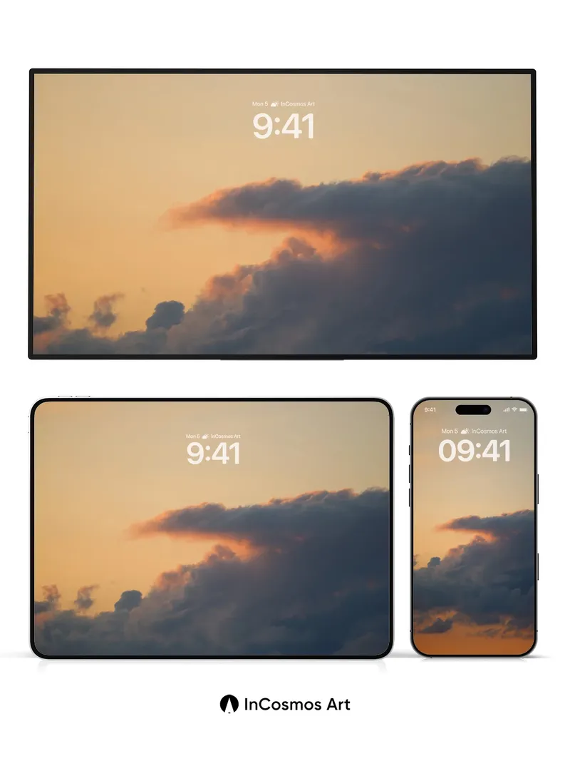 Golden Hush Cloud Wallpaper with Sunset Veil