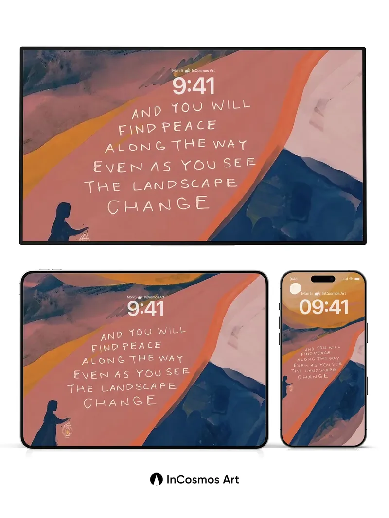 Serenity Path Wallpaper with Moonlit Wanderer