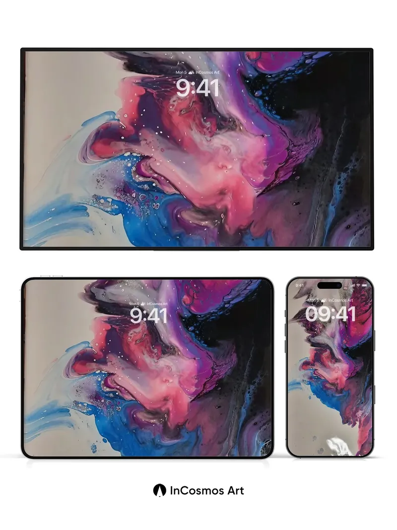 Cosmic Veil Wallpaper with Liquid Light