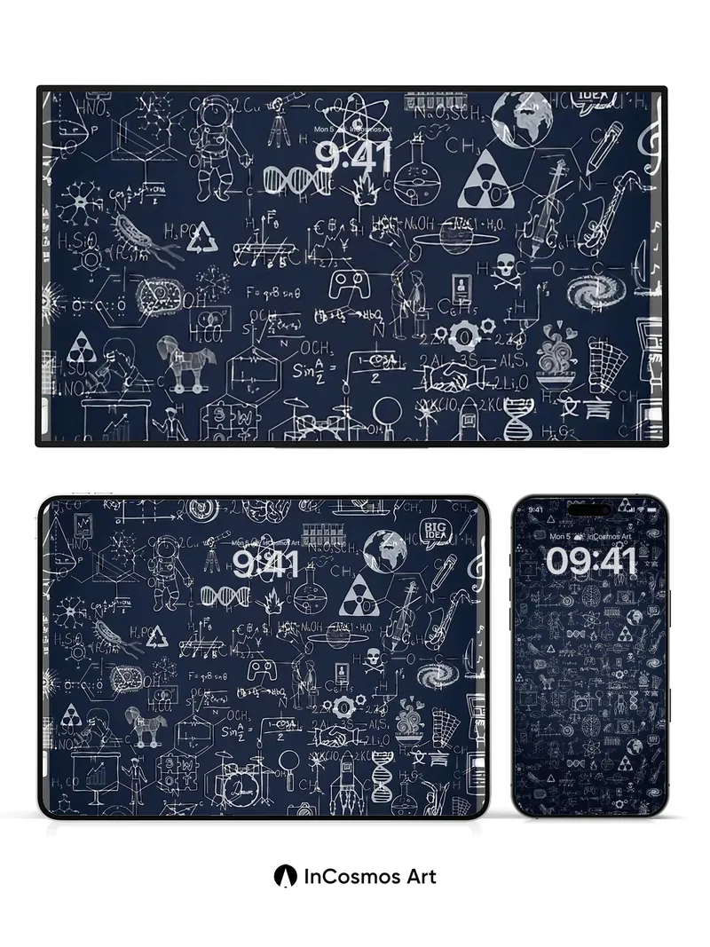 Inkwell Mind Wallpaper with Hidden Equations