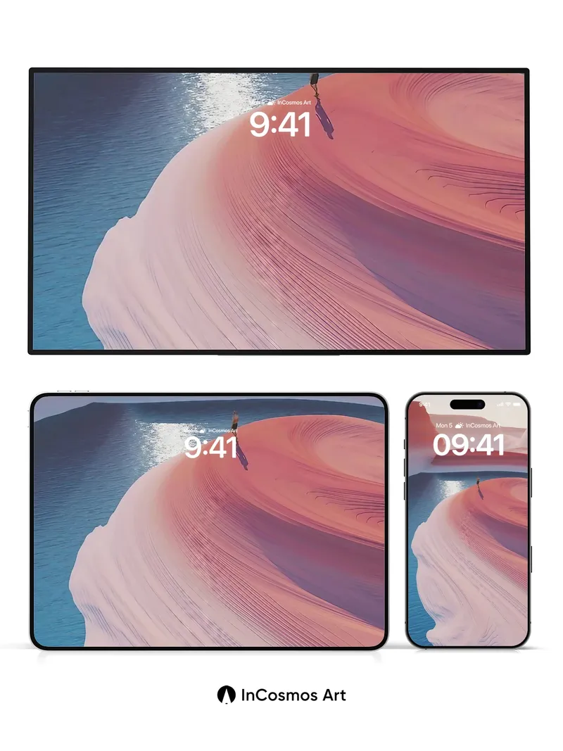 Serenity Wave Wallpaper with Floating Solitude