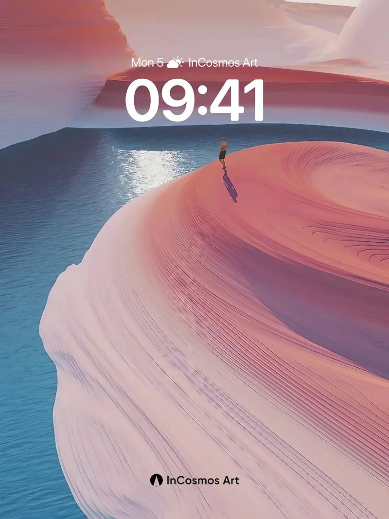 Serenity Wave Wallpaper with Floating Solitude