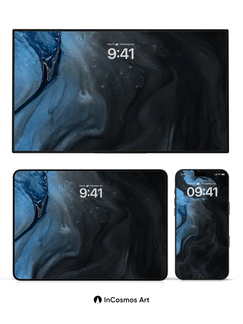 Nocturnal Ink Flow Wallpaper with Ethereal Light Veins