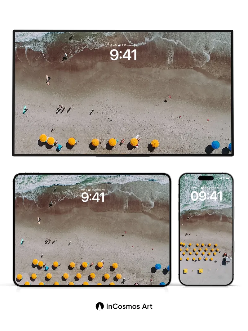 Sunlit Grid Wallpaper with Ocean Breath