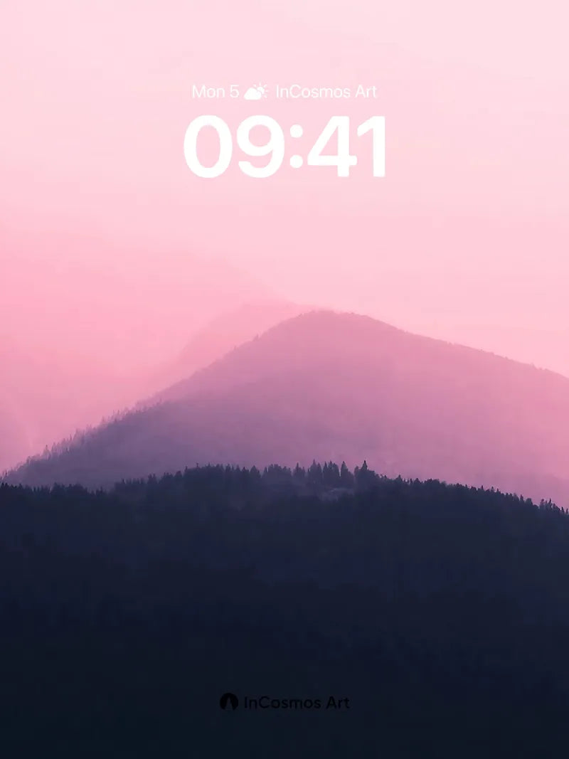 Misty Violet Horizon Wallpaper with Forest Silhouettes