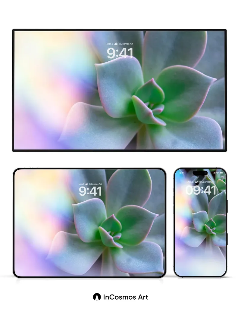 Luminous Succulent Wallpaper with Ethereal Hues