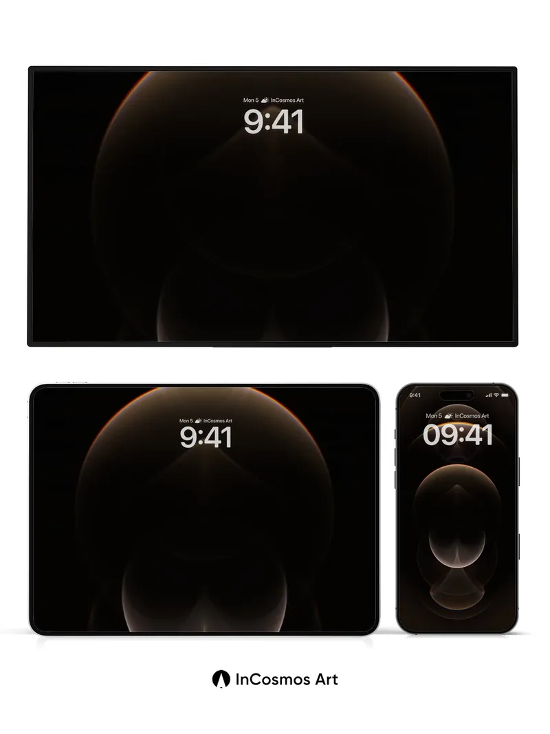 Luminous Void Wallpaper with Floating Orbs