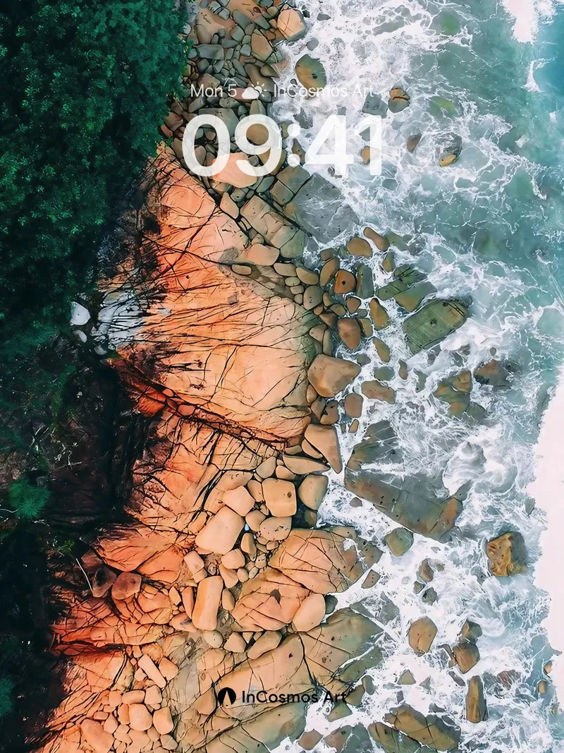 Crimson Shoreline Wallpaper with Tidal Breath