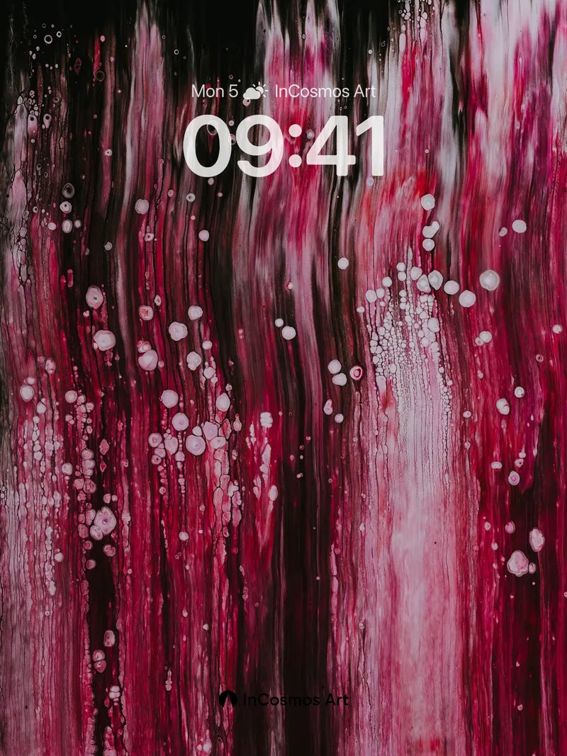 Crimson Veil Wallpaper with Floating Bubbles