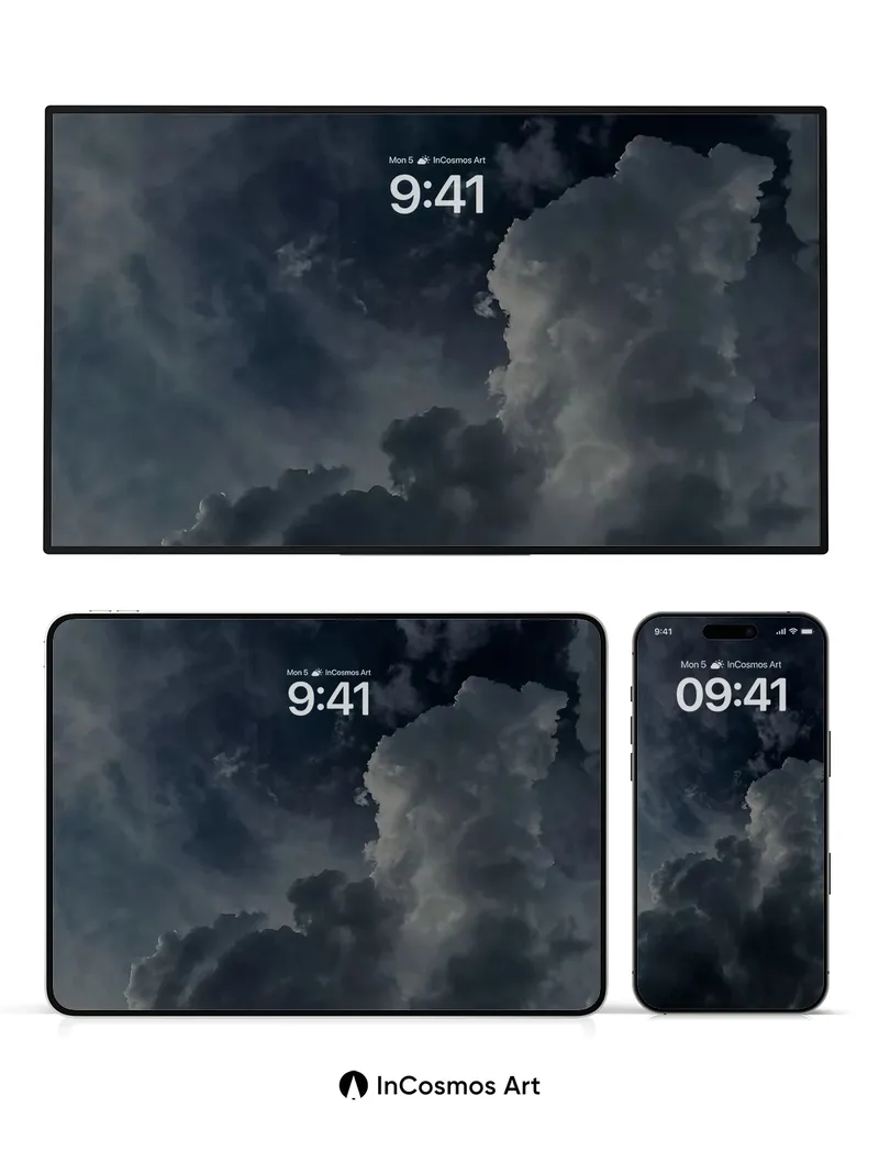 Storm's Breath Wallpaper with Shadowed Clouds