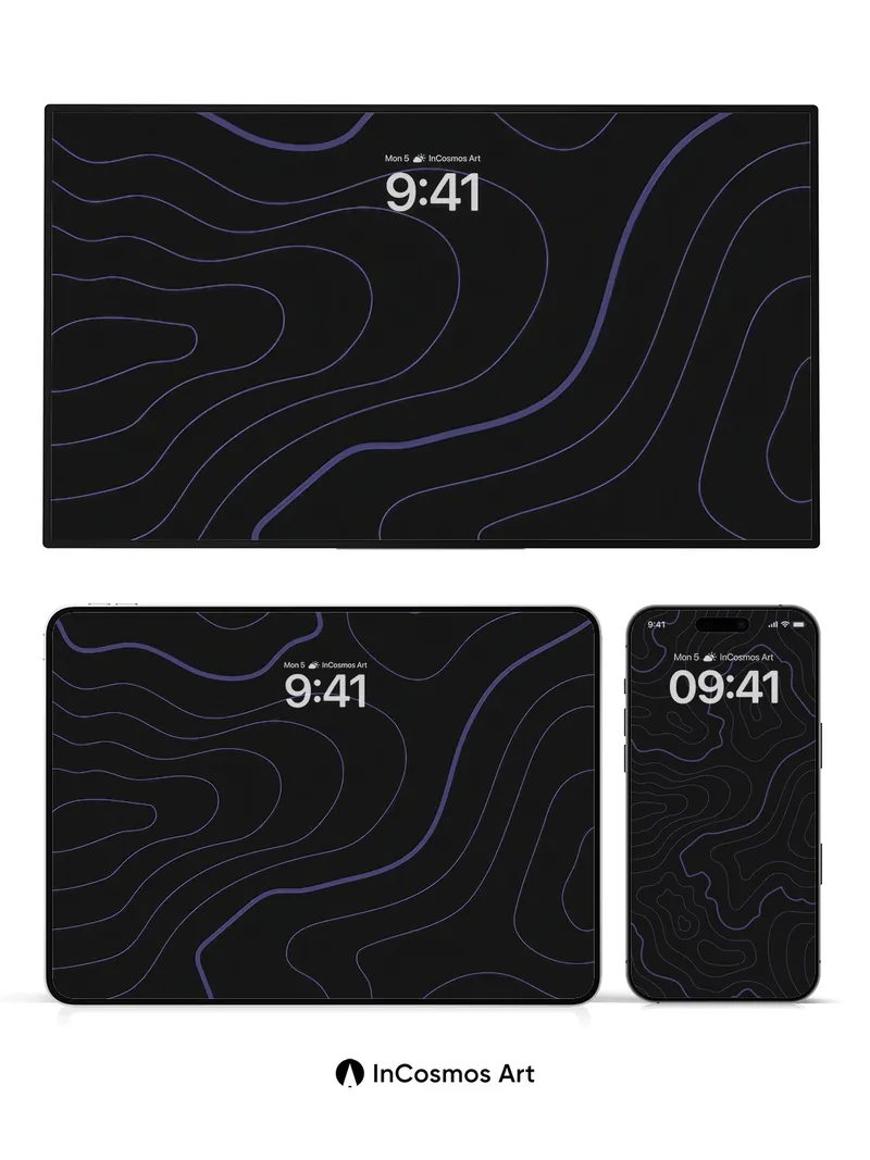 Midnight Contour Wallpaper with Ethereal Lines