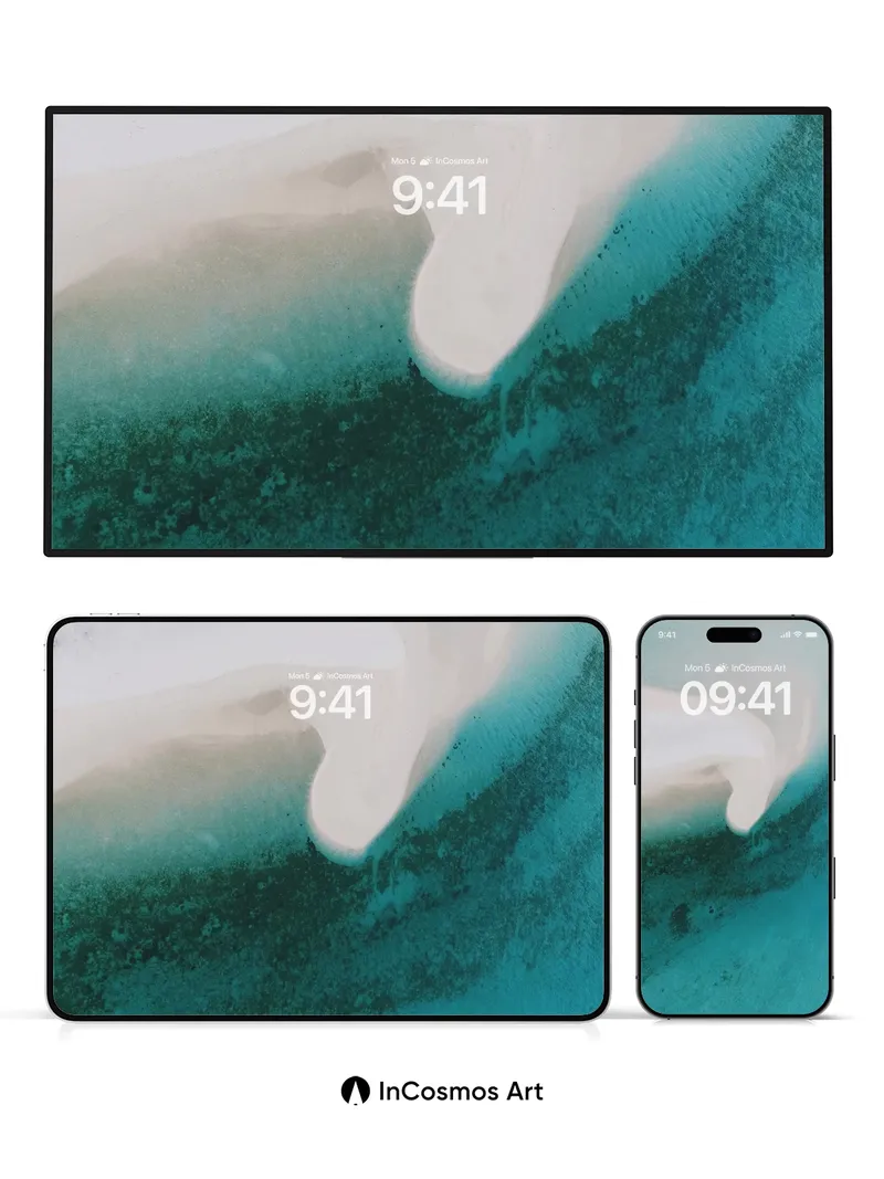 Serene Turquoise Coast Wallpaper with Sand Drift