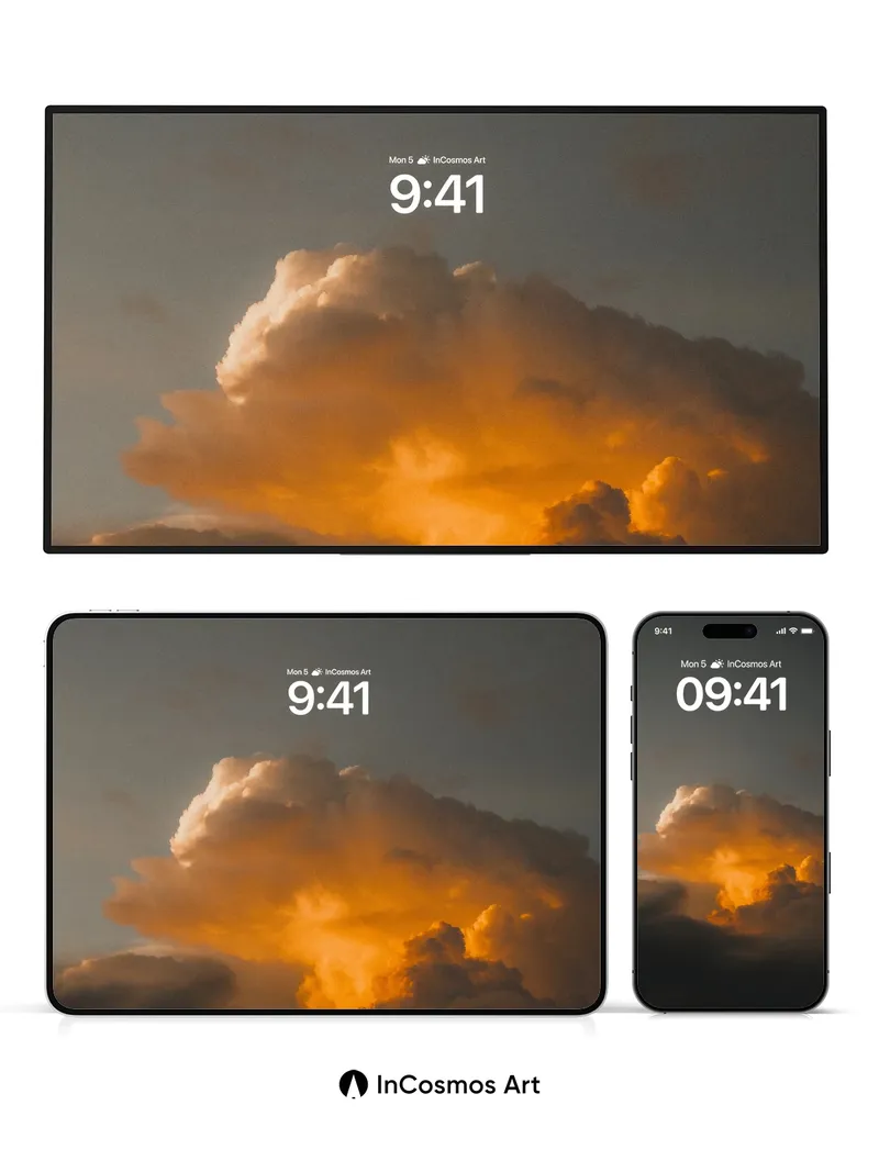 Golden Ember Cloud Wallpaper with Sunset Glow