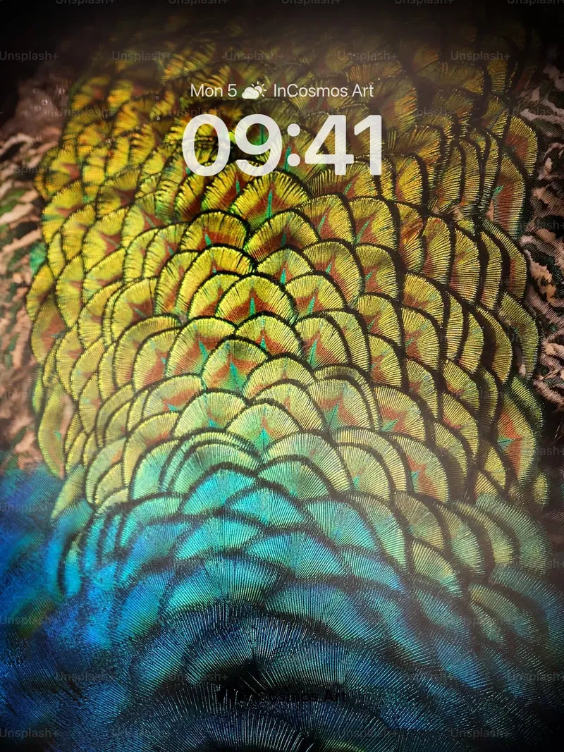 Iridescent Feather Wallpaper with Living Light