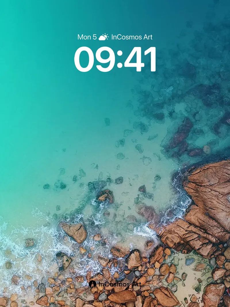 Serene Turquoise Wallpaper with Floating Island