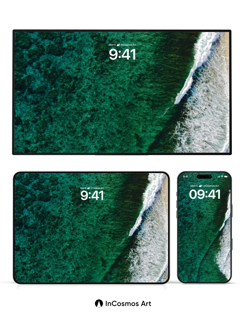 Turquoise Embrace Wallpaper with Coral Whispers