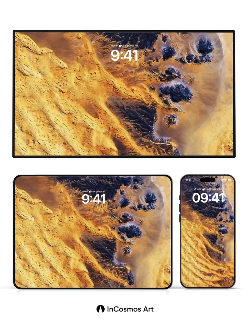 Desert Veil Wallpaper with Shadowed Canyons