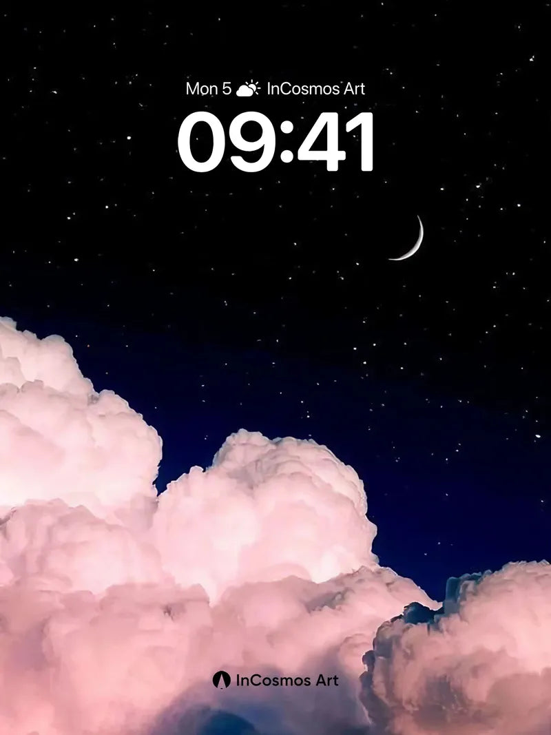 Serenity Sky Wallpaper with Crescent Moon