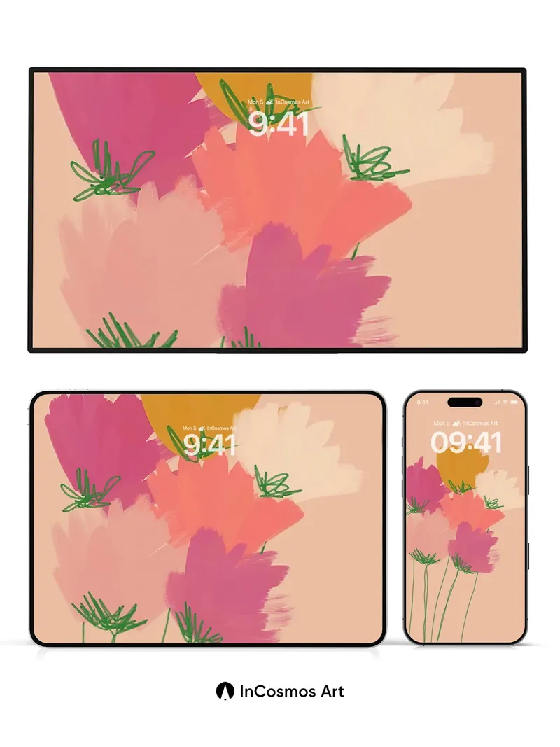 Soft Hues Floral Wallpaper with Brushstroke Whispers