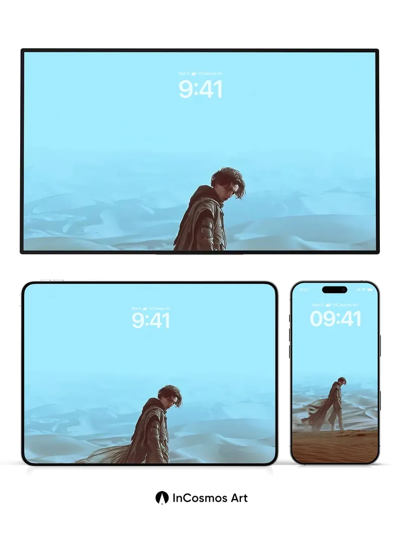 Desert Whisper Wallpaper with Flowing Cloak