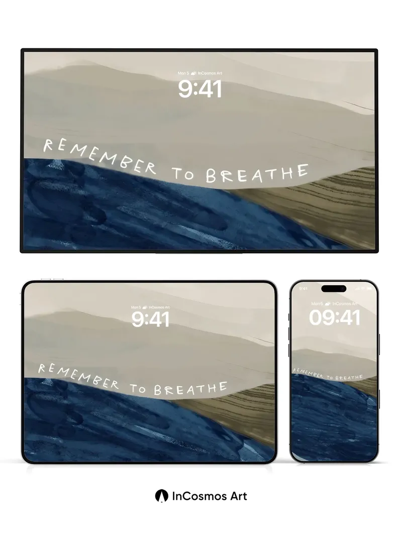 Serenity Wave Wallpaper with Whispering Text