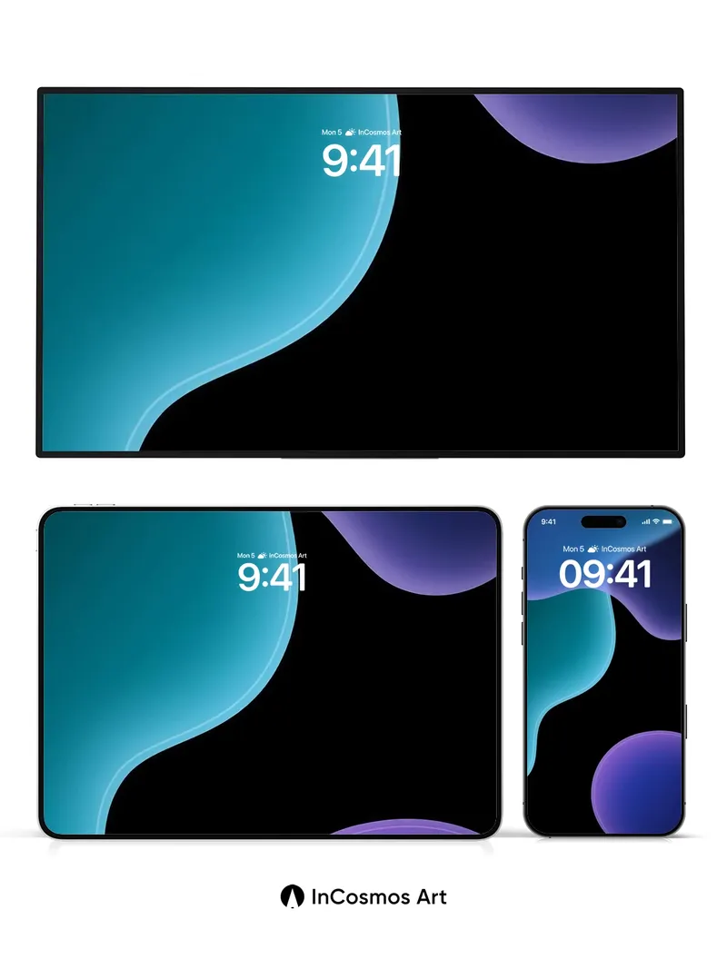 Luminous Abyss Wallpaper with Floating Forms