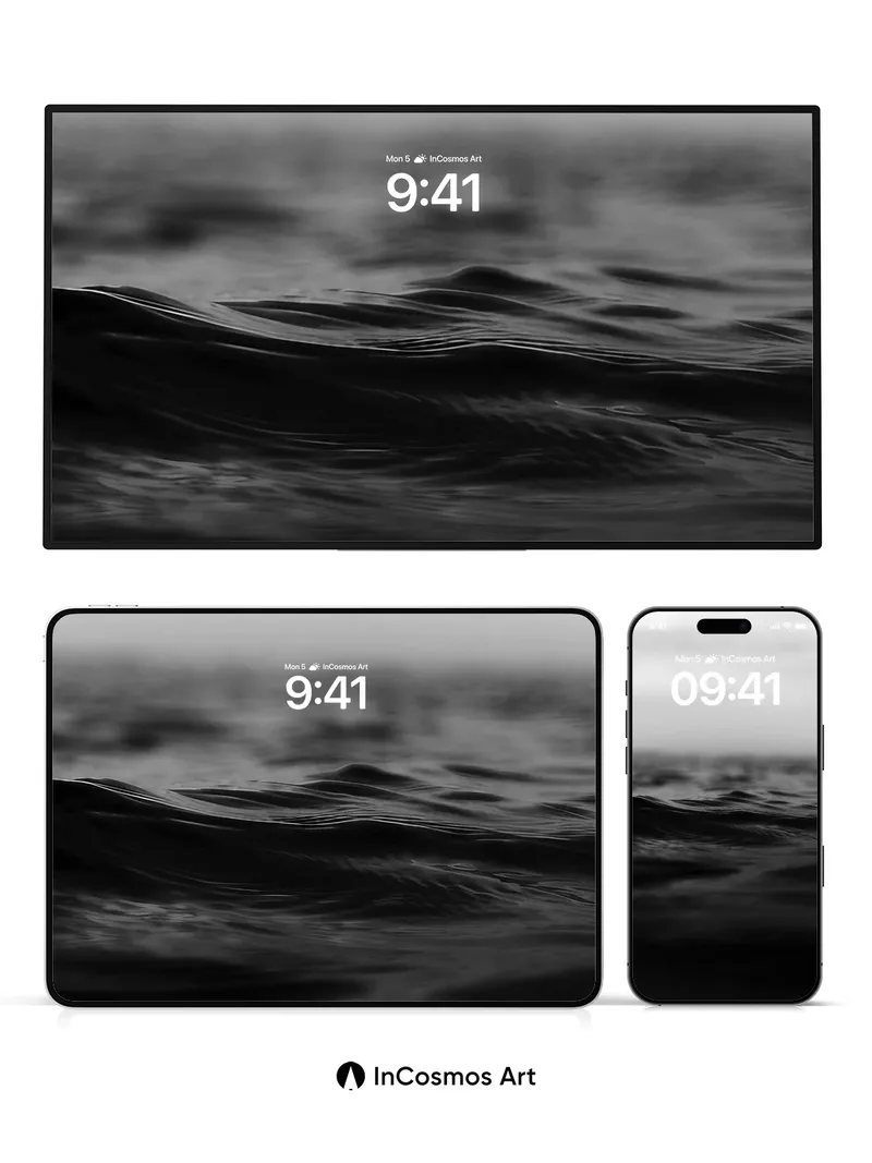 Serenity of Still Waters Wallpaper in Monochrome Depth