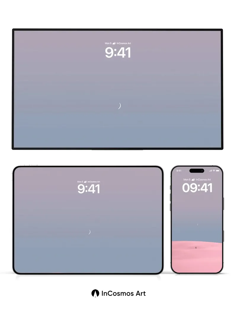 Serenity Sand Dune Wallpaper with Crescent Moon